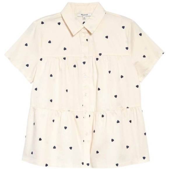 Madewell Tops - Madewell Heart Embroidered Button Front shirt